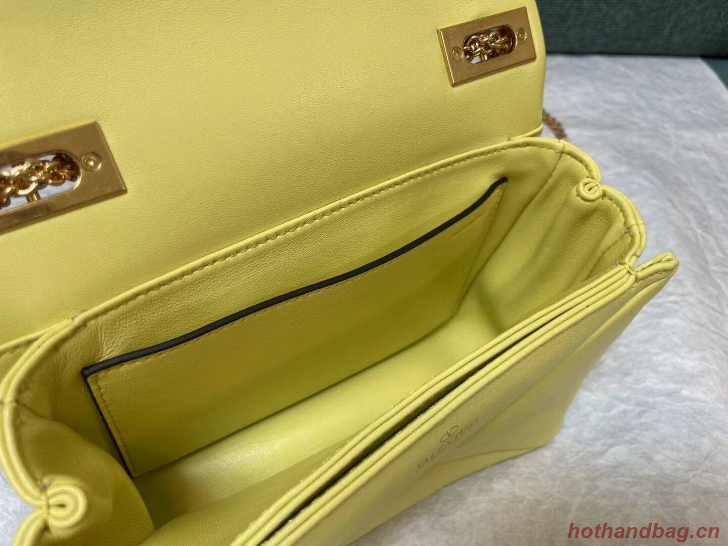 VALENTINO GARAVANI One Stud Sheepskin Shoulder Bag XW0B0K21 yellow VALENTINO GARAVANI One Stud Sheepskin Shoulder Bag XW0B0K21 yellow