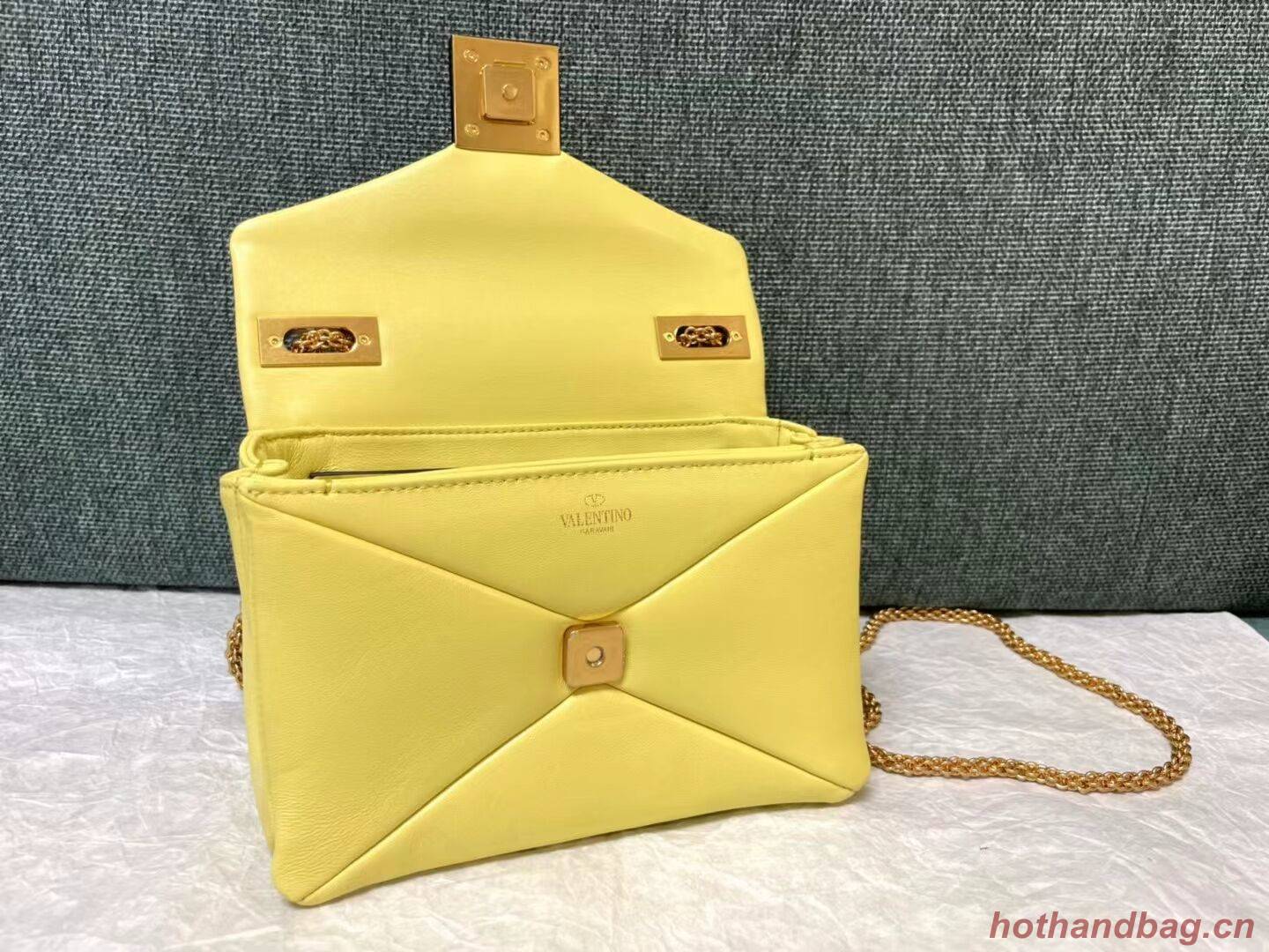 VALENTINO GARAVANI One Stud Sheepskin Shoulder Bag XW0B0K21 yellow VALENTINO GARAVANI One Stud Sheepskin Shoulder Bag XW0B0K21 yellow