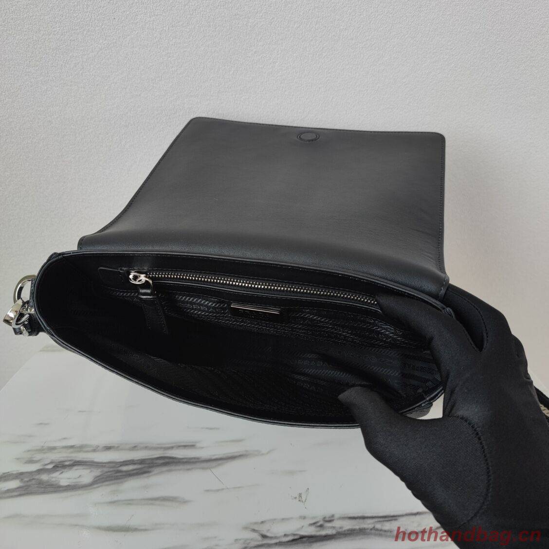 Prada Leather bag with shoulder strap 2BV031 black Prada Leather bag with shoulder strap 2BV031 black