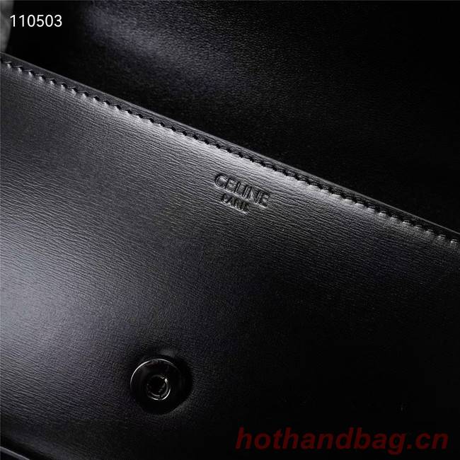 Celine CHAIN SHOULDER BAG CUIR TRIOMPHE IN SHINY CALFSKIN 199243 BLACK & BLACK