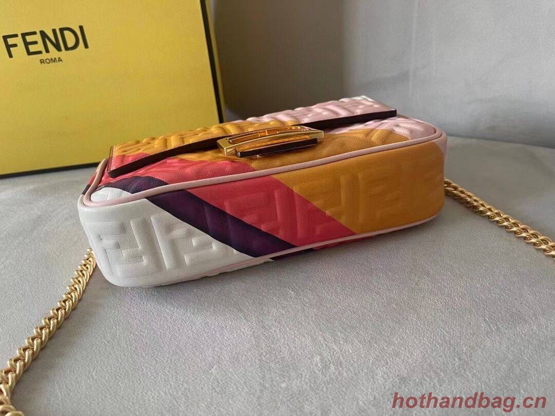 Fendi Baguette Chain Midi Leather bag with multicolor print 8BR6525 Fendi Baguette Chain Midi Leather bag with multicolor print 8BR6525