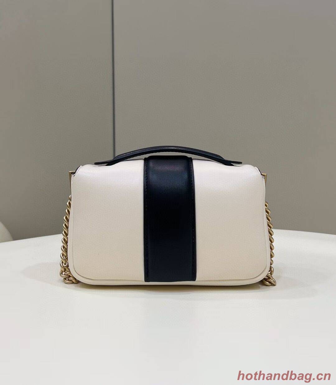 Fendi Baguette Sheepskin bag 8BR6551 Cream & black Fendi Baguette Sheepskin bag 8BR6551 Cream & black