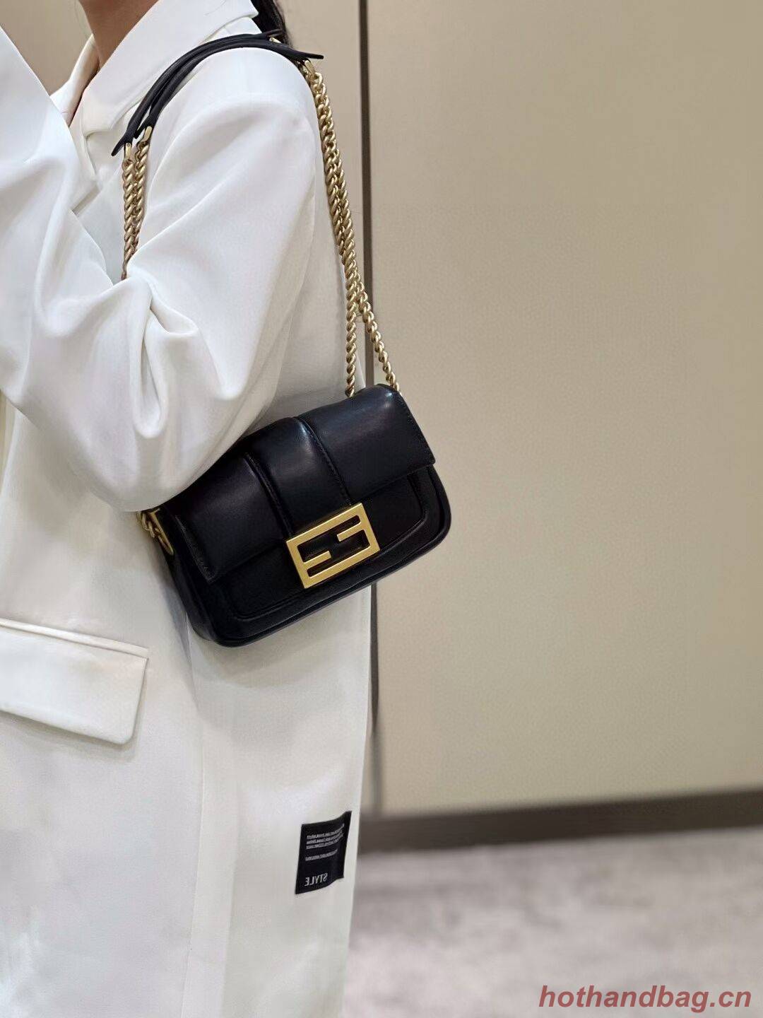 Fendi Baguette Sheepskin bag 8BR6551 black Fendi Baguette Sheepskin bag 8BR6551 black