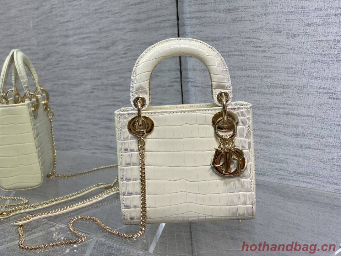 MINI LADY DIOR BAG Cannage crocodile Calfskin C0966 Cream MINI LADY DIOR BAG Cannage crocodile Calfskin C0966 Cream