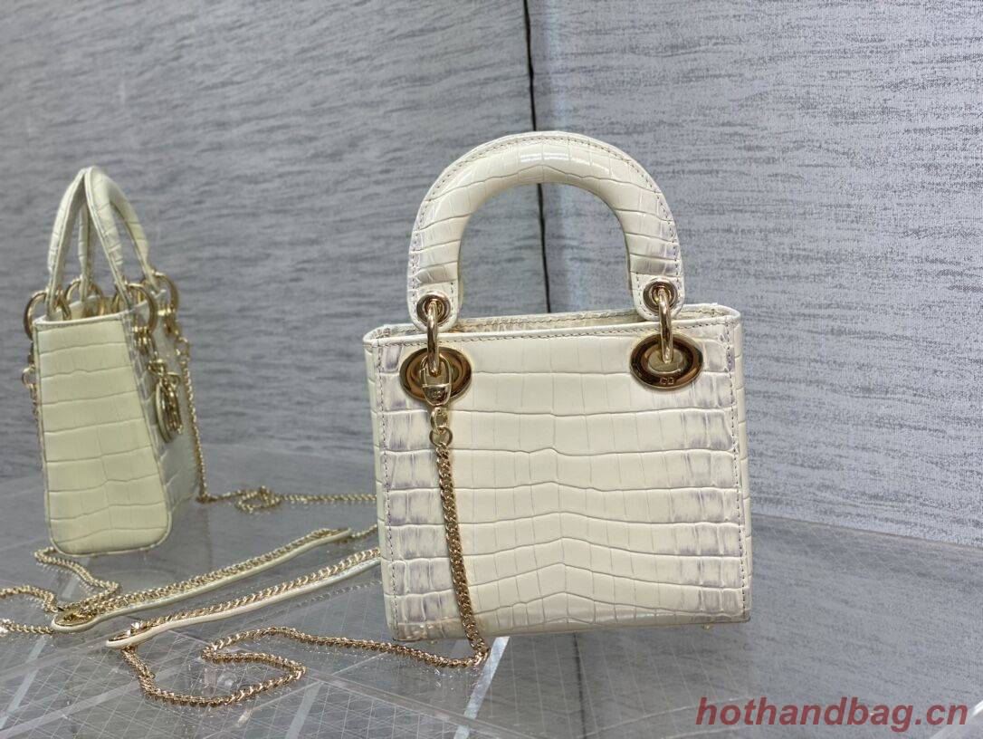 MINI LADY DIOR BAG Cannage crocodile Calfskin C0966 Cream MINI LADY DIOR BAG Cannage crocodile Calfskin C0966 Cream