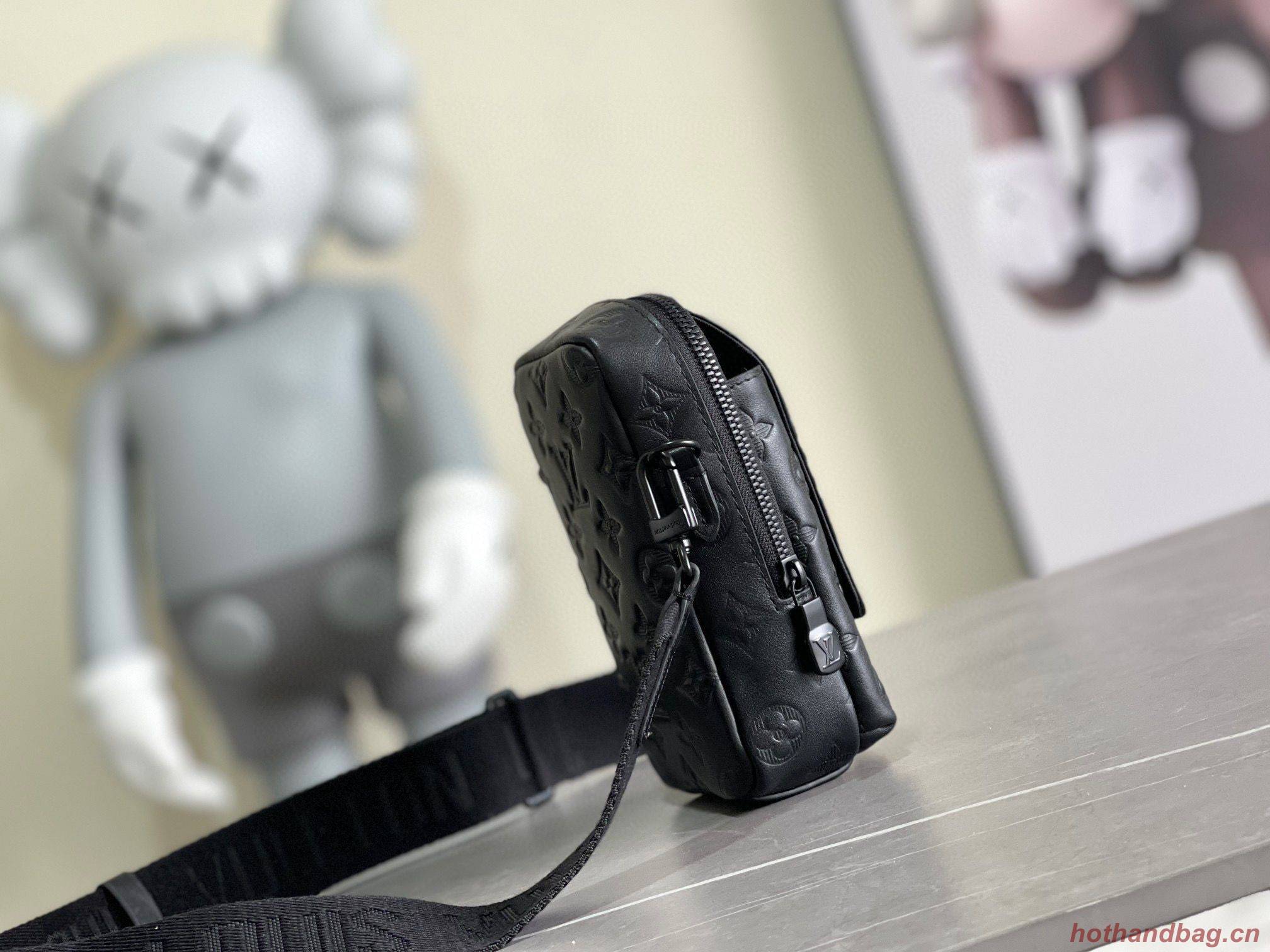 Louis Vuitton Monogram Empreinte Double Phone Pouch NM M81323 Black Louis Vuitton Monogram Empreinte Double Phone Pouch NM M81323 Black