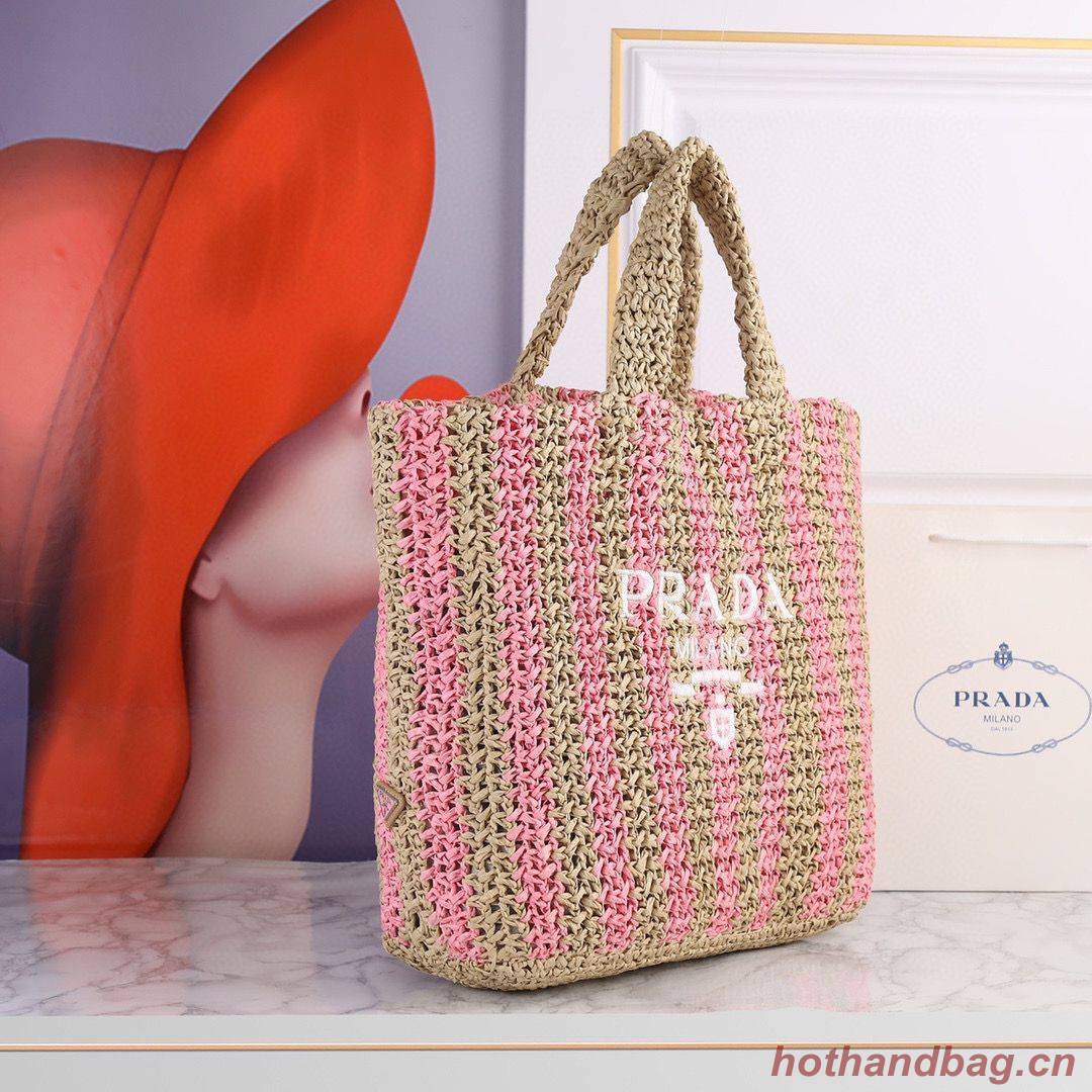 Prada Openwork Straw Tote Bag A20270 Pink Prada Openwork Straw Tote Bag A20270 Pink