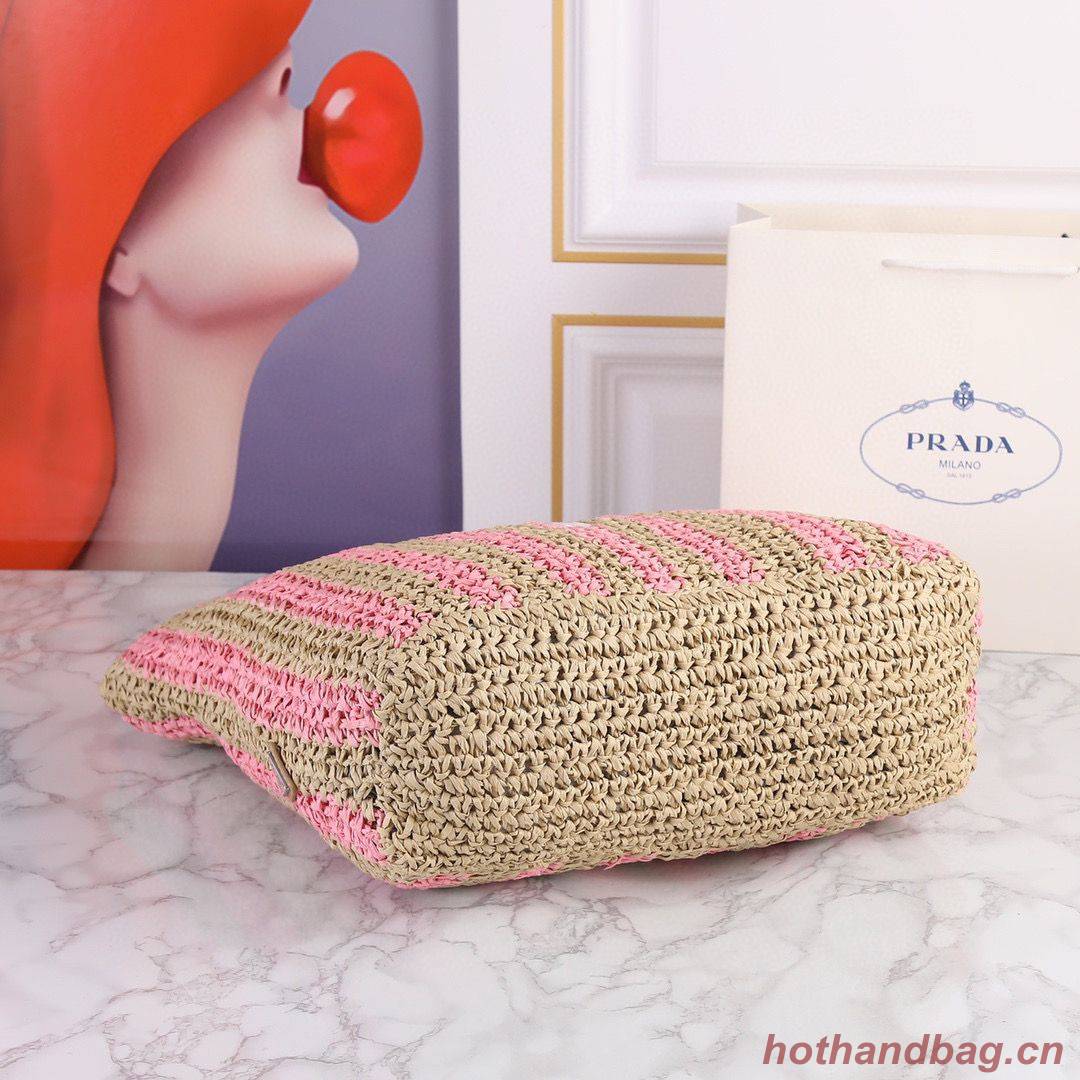 Prada Openwork Straw Tote Bag A20270 Pink Prada Openwork Straw Tote Bag A20270 Pink