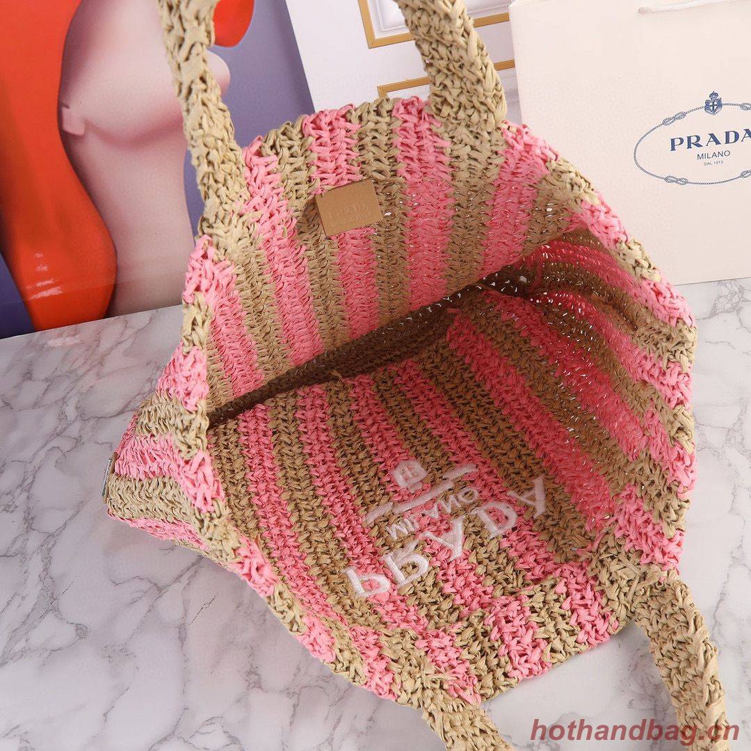 Prada Openwork Straw Tote Bag A20270 Pink Prada Openwork Straw Tote Bag A20270 Pink
