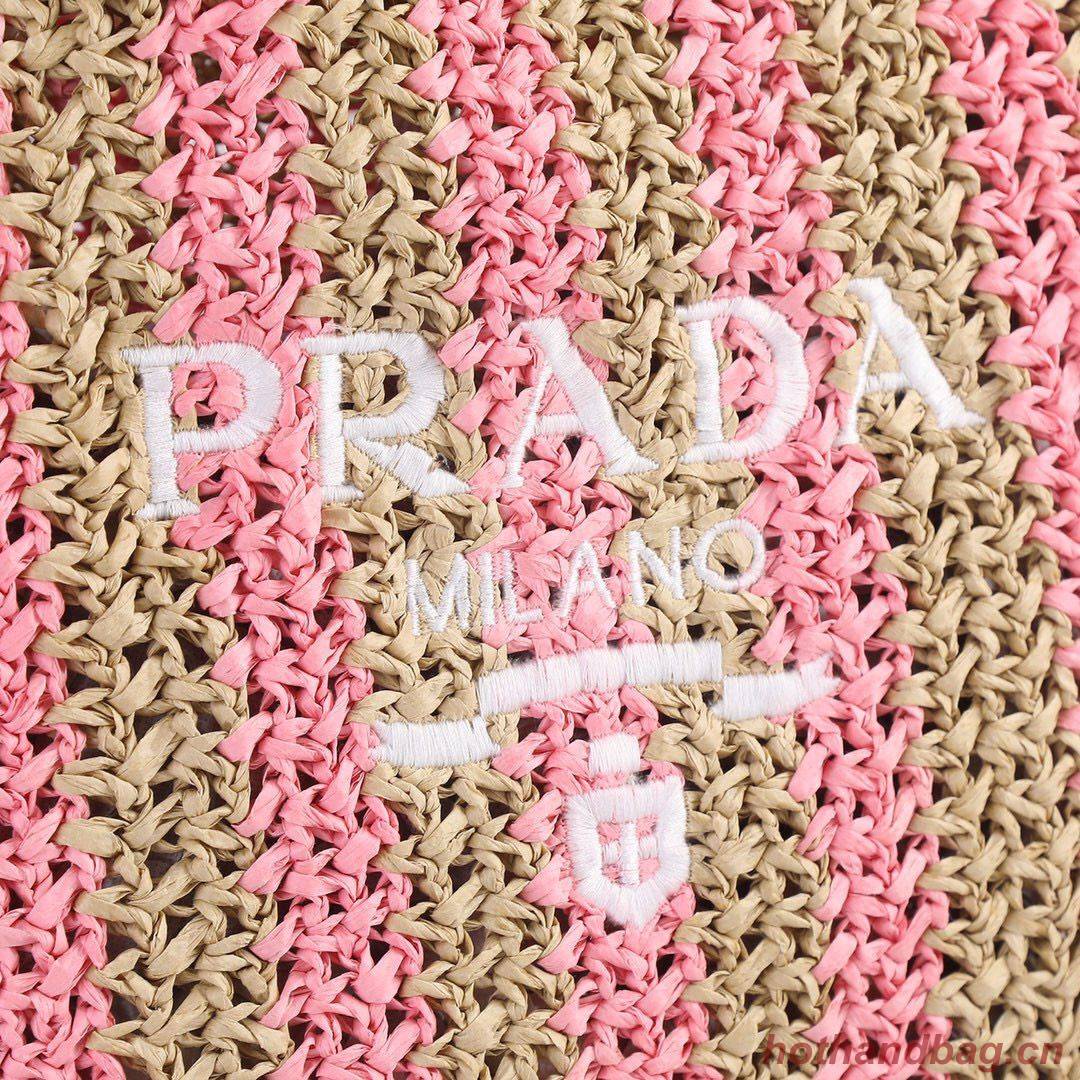 Prada Openwork Straw Tote Bag A20270 Pink Prada Openwork Straw Tote Bag A20270 Pink