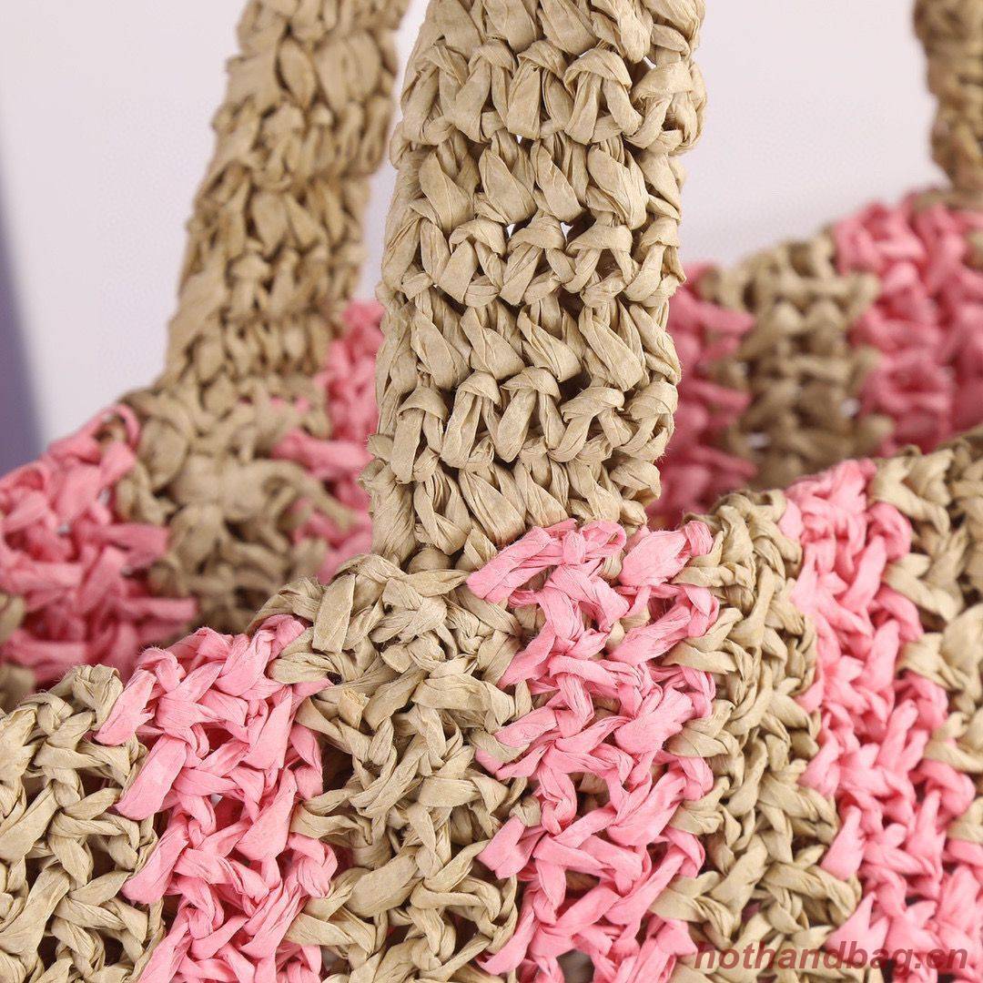 Prada Openwork Straw Tote Bag A20270 Pink Prada Openwork Straw Tote Bag A20270 Pink