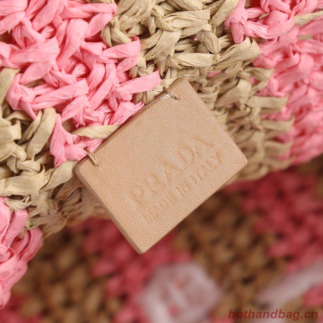 Prada Openwork Straw Tote Bag A20270 Pink Prada Openwork Straw Tote Bag A20270 Pink