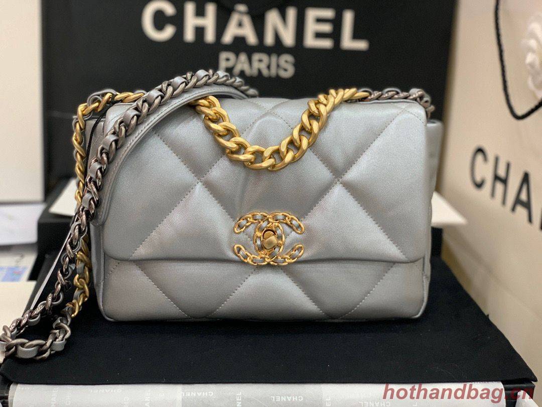 CHANEL Original Lambskin 19 Flap Bag AS1160 AS1161 Silver CHANEL Original Lambskin 19 Flap Bag AS1160 AS1161 Silver