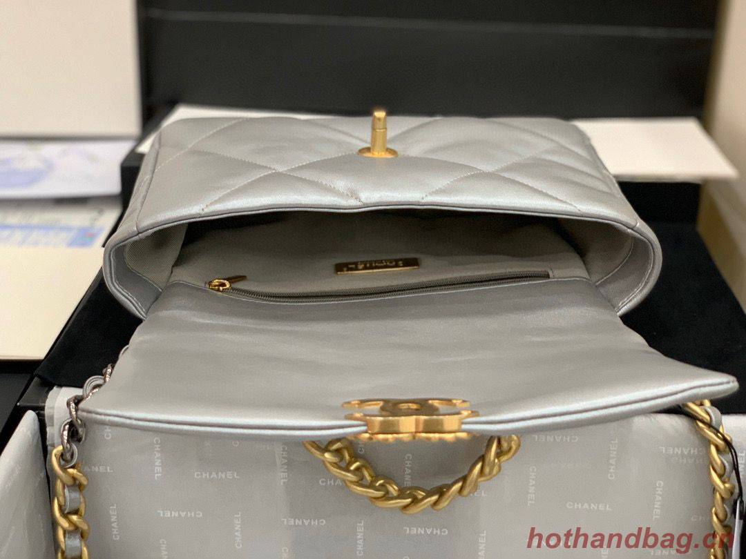 CHANEL Original Lambskin 19 Flap Bag AS1160 AS1161 Silver CHANEL Original Lambskin 19 Flap Bag AS1160 AS1161 Silver