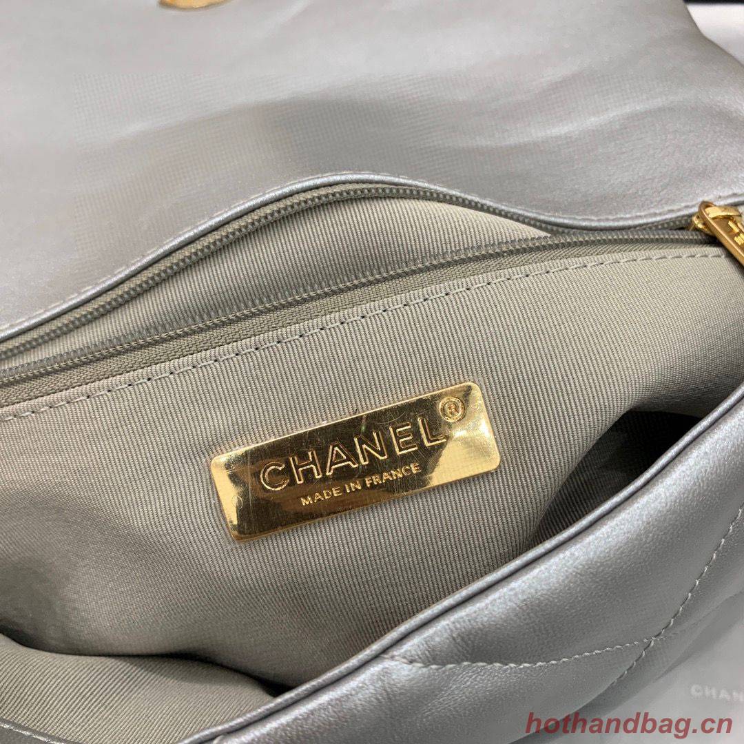 CHANEL Original Lambskin 19 Flap Bag AS1160 AS1161 Silver CHANEL Original Lambskin 19 Flap Bag AS1160 AS1161 Silver