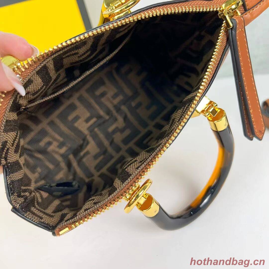 Fendi By The Way Mini Small leather Boston bag 8BS067A brown Fendi By The Way Mini Small leather Boston bag 8BS067A brown