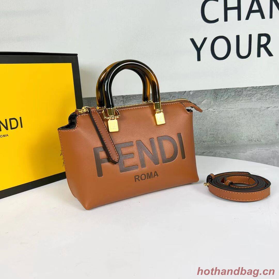 Fendi By The Way Mini Small leather Boston bag 8BS067A brown Fendi By The Way Mini Small leather Boston bag 8BS067A brown