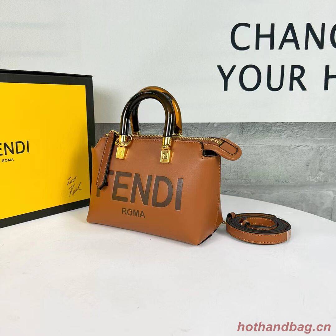 Fendi By The Way Mini Small leather Boston bag 8BS067A brown Fendi By The Way Mini Small leather Boston bag 8BS067A brown