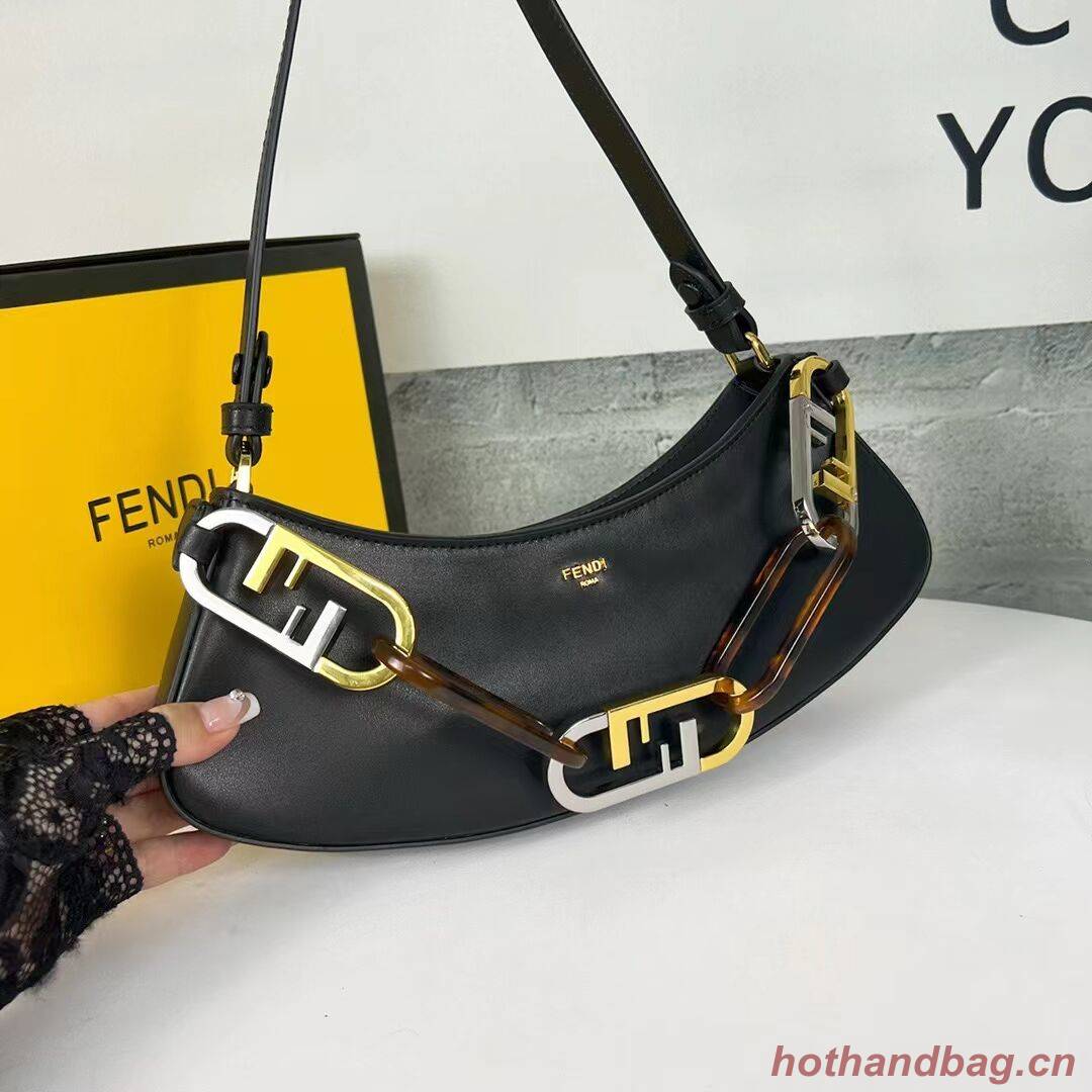 Fendi O Lock Swing Mint green leather pouch 8BS068A black Fendi O Lock Swing Mint green leather pouch 8BS068A black