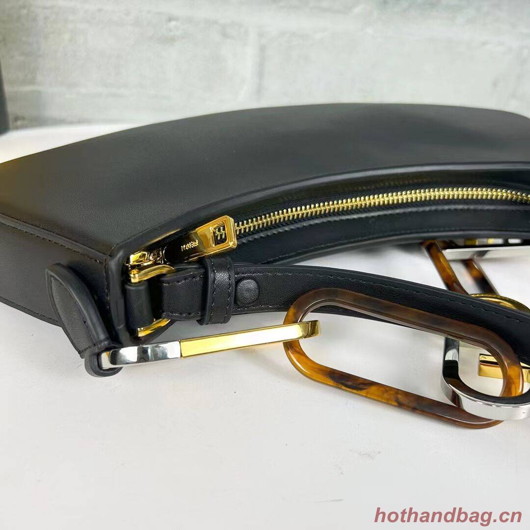 Fendi O Lock Swing Mint green leather pouch 8BS068A black Fendi O Lock Swing Mint green leather pouch 8BS068A black