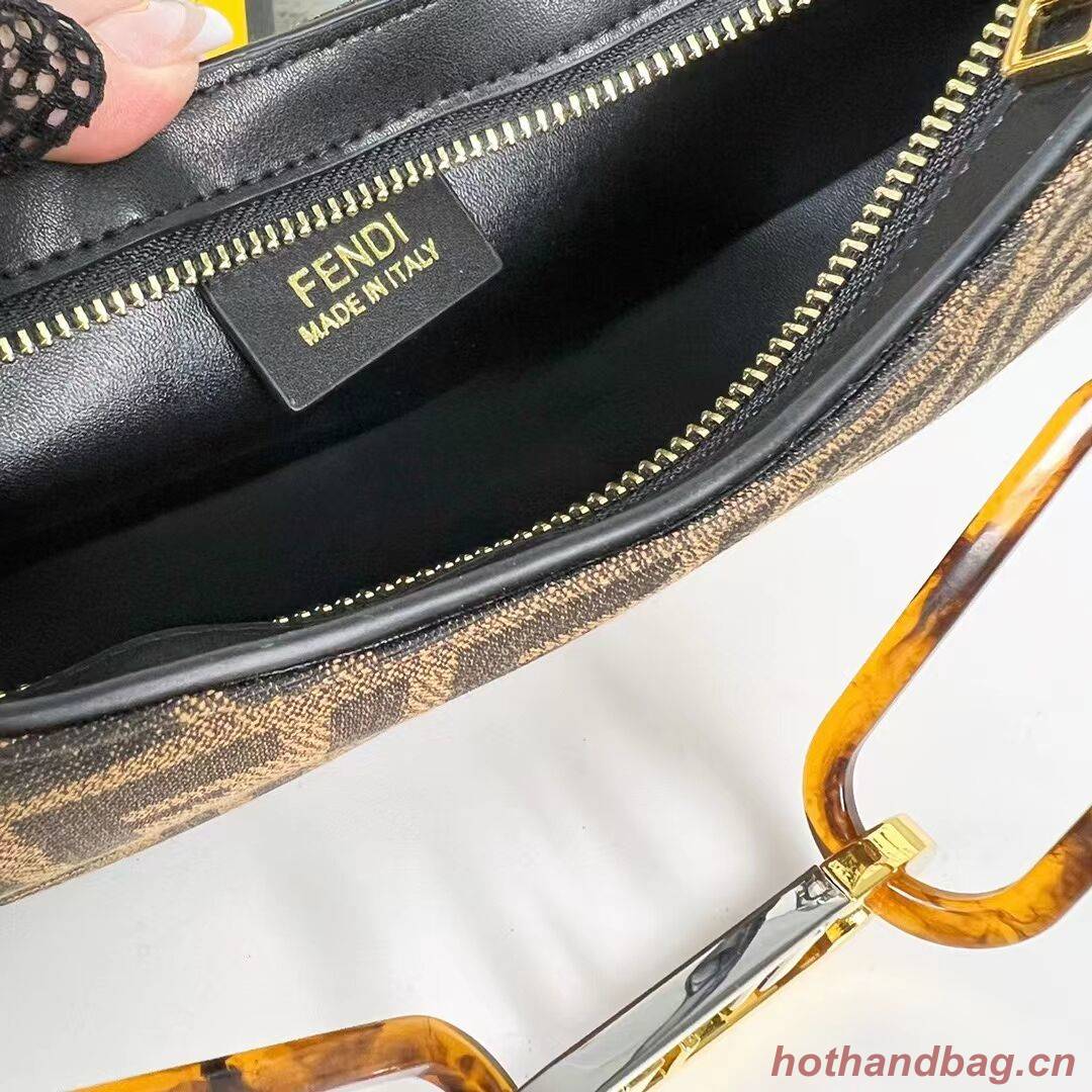 Fendi O Lock Swing Mint green leather pouch 8BS068A brown