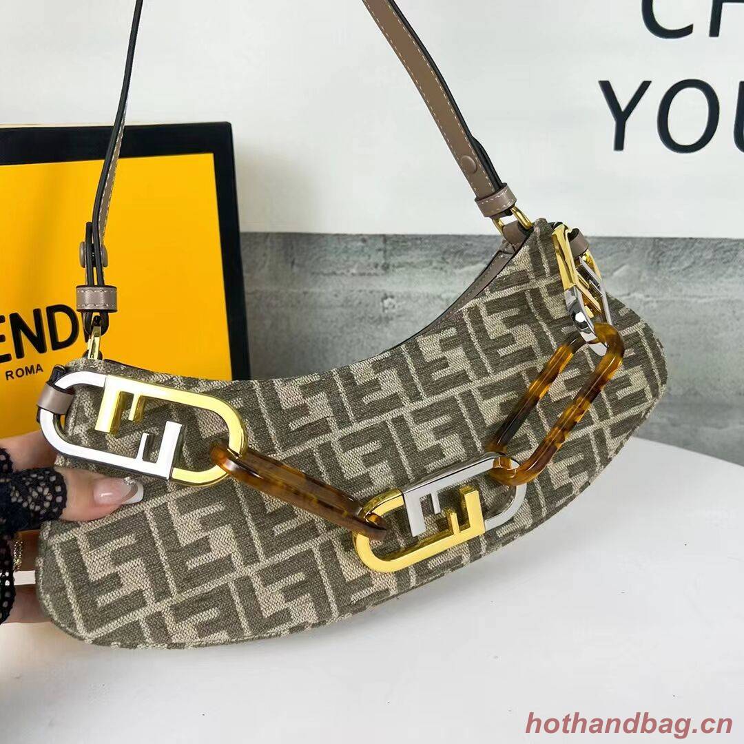 Fendi O Lock Swing Mint green leather pouch 8BS068A gray Fendi O Lock Swing Mint green leather pouch 8BS068A gray