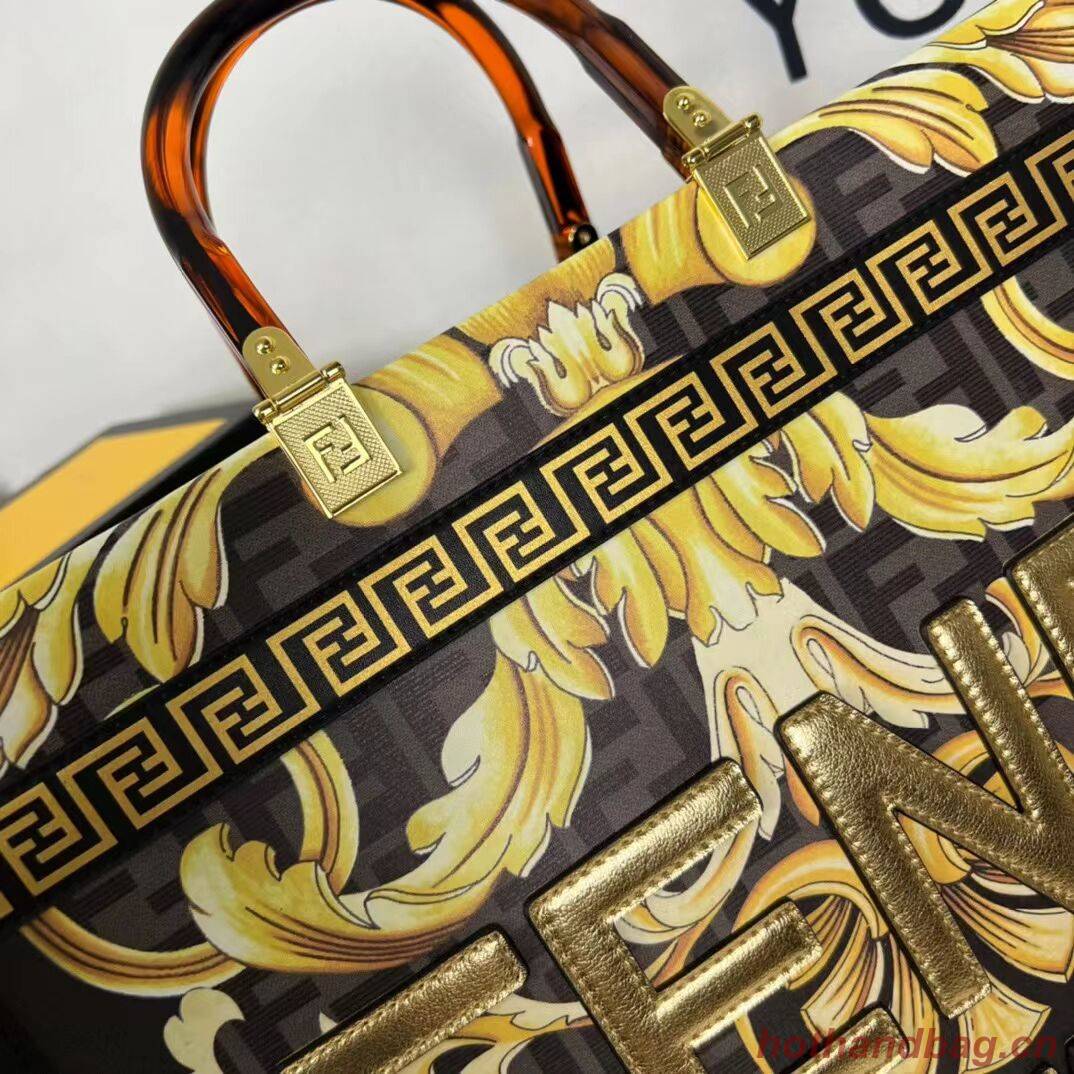 Fendi Sunshine Medium Fendace Printed white leather shopper 8BH386A-3 Fendi Sunshine Medium Fendace Printed white leather shopper 8BH386A-3