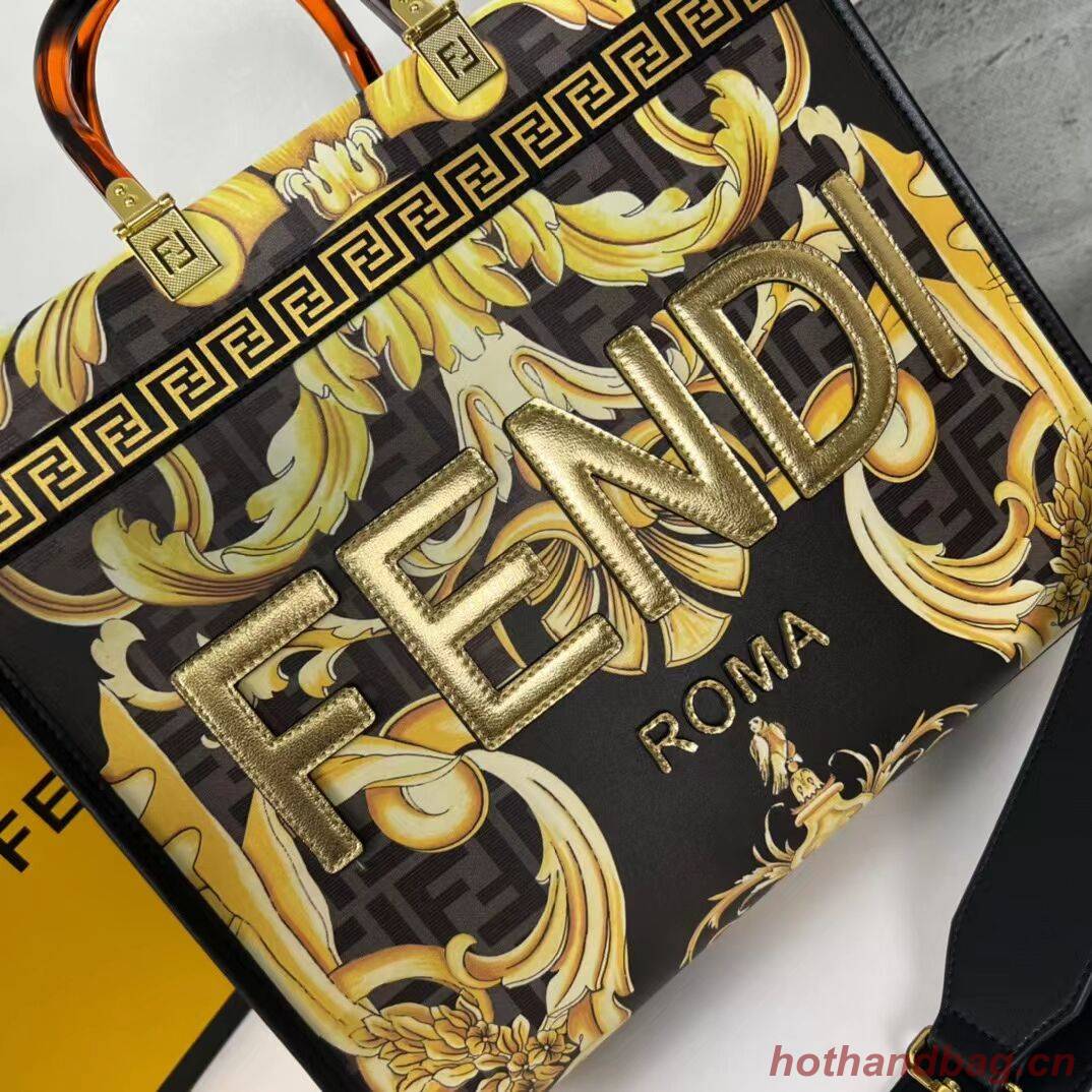 Fendi Sunshine Medium Fendace Printed white leather shopper 8BH386A-3 Fendi Sunshine Medium Fendace Printed white leather shopper 8BH386A-3