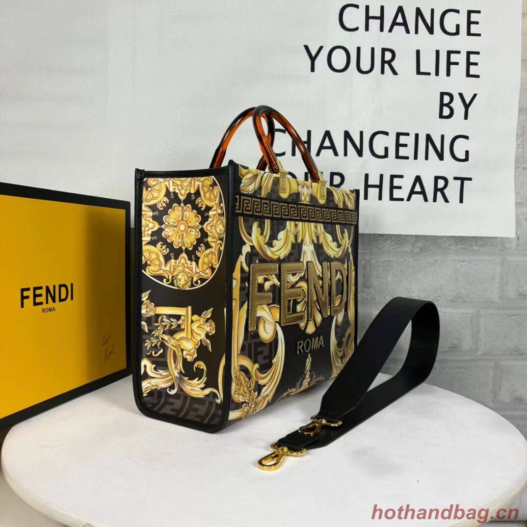 Fendi Sunshine Medium Fendace Printed white leather shopper 8BH386A-3 Fendi Sunshine Medium Fendace Printed white leather shopper 8BH386A-3
