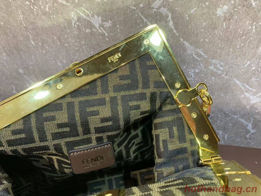 FENDI FIRST MEDIUM Mint leather interlace bag 8BP127AB brown FENDI FIRST MEDIUM Mint leather interlace bag 8BP127AB brown