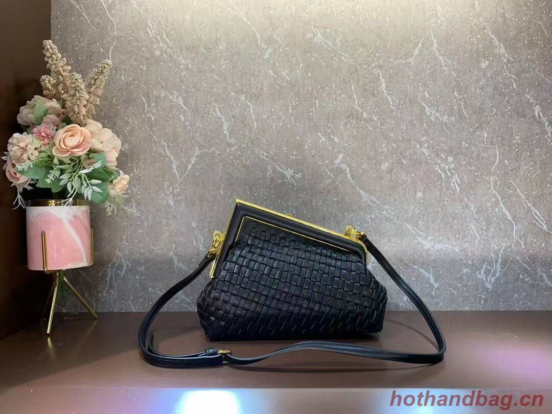 Fendi First Small leather interlace bag 8BP129A black Fendi First Small leather interlace bag 8BP129A black