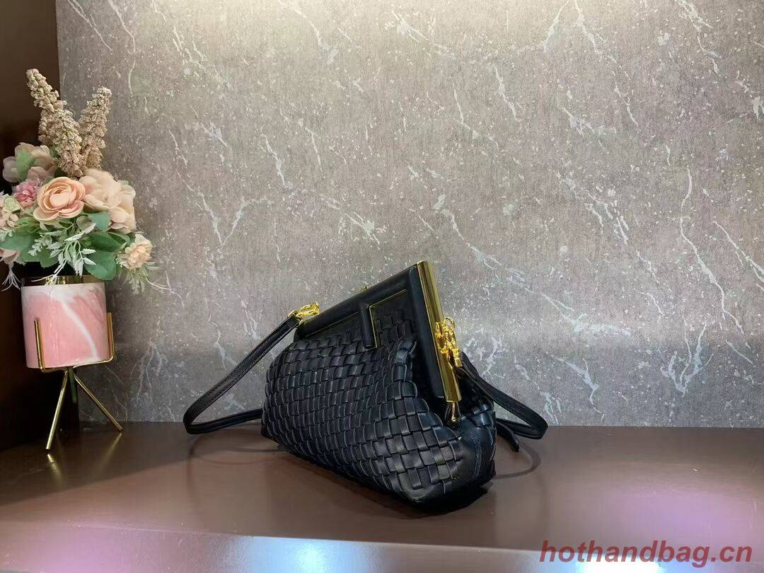 Fendi First Small leather interlace bag 8BP129A black Fendi First Small leather interlace bag 8BP129A black