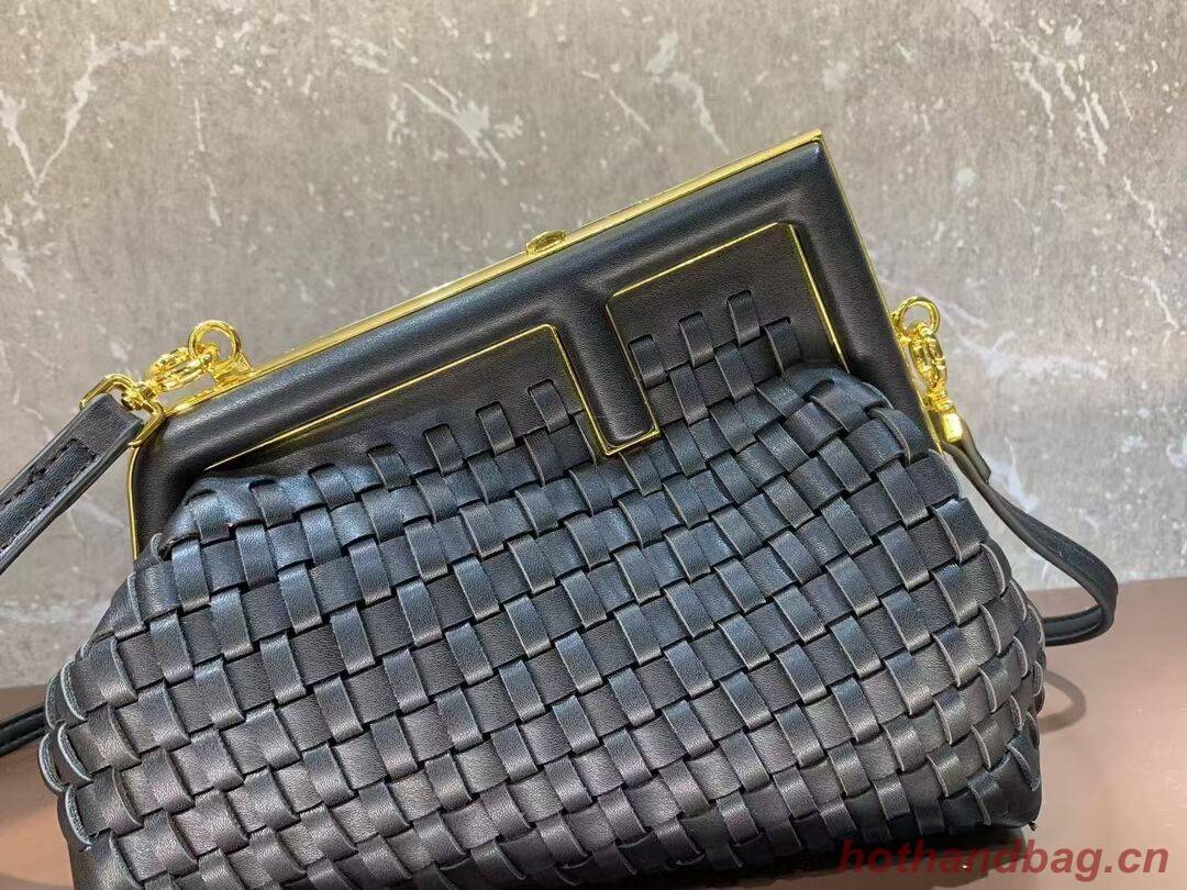 Fendi First Small leather interlace bag 8BP129A black Fendi First Small leather interlace bag 8BP129A black