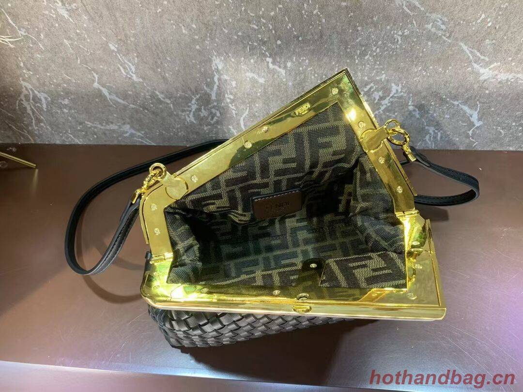 Fendi First Small leather interlace bag 8BP129A black Fendi First Small leather interlace bag 8BP129A black