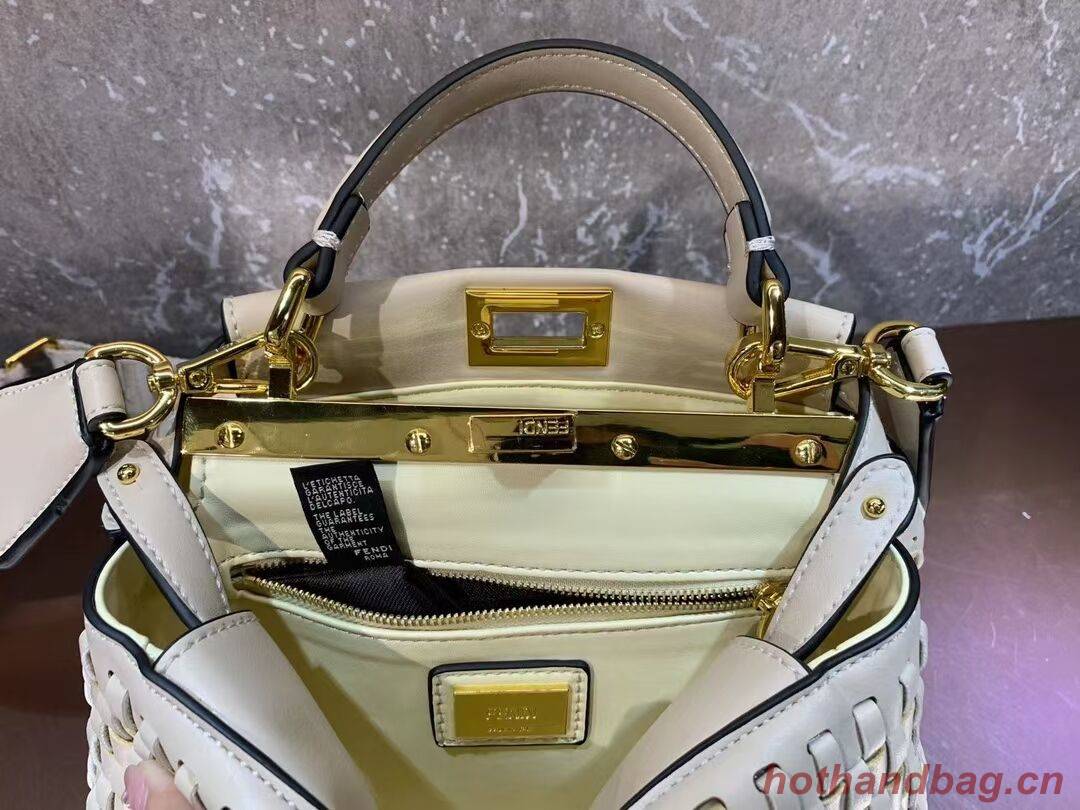 Fendi Peekaboo Mini braided leather bag 8BN244A Beige Fendi Peekaboo Mini braided leather bag 8BN244A Beige