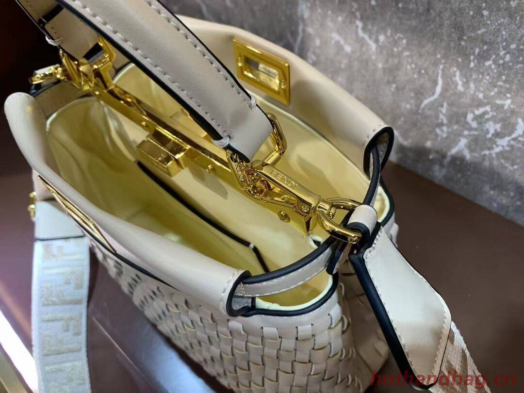 Fendi Peekaboo Mini braided leather bag 8BN244A Beige Fendi Peekaboo Mini braided leather bag 8BN244A Beige