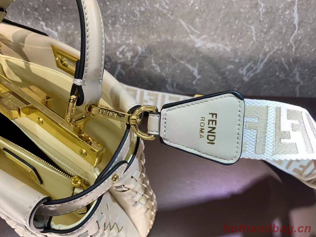 Fendi Peekaboo Mini braided leather bag 8BN244A Beige Fendi Peekaboo Mini braided leather bag 8BN244A Beige