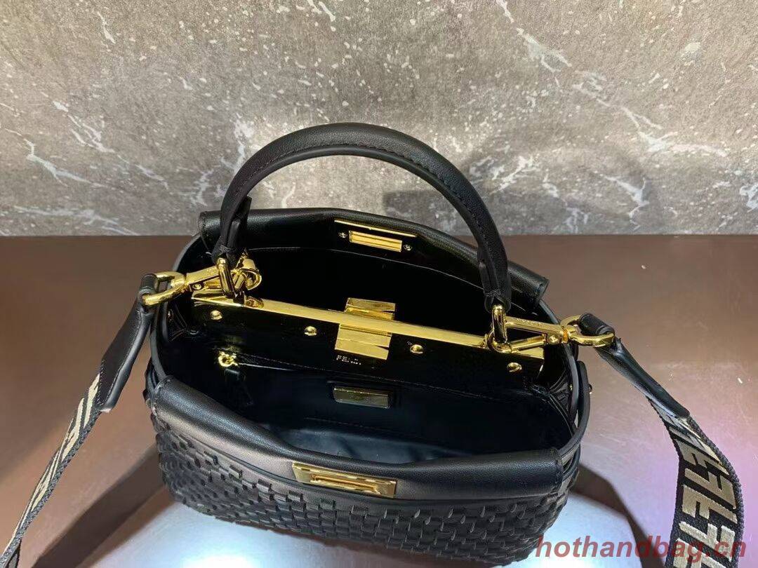 Fendi Peekaboo Mini braided leather bag 8BN244A black Fendi Peekaboo Mini braided leather bag 8BN244A black