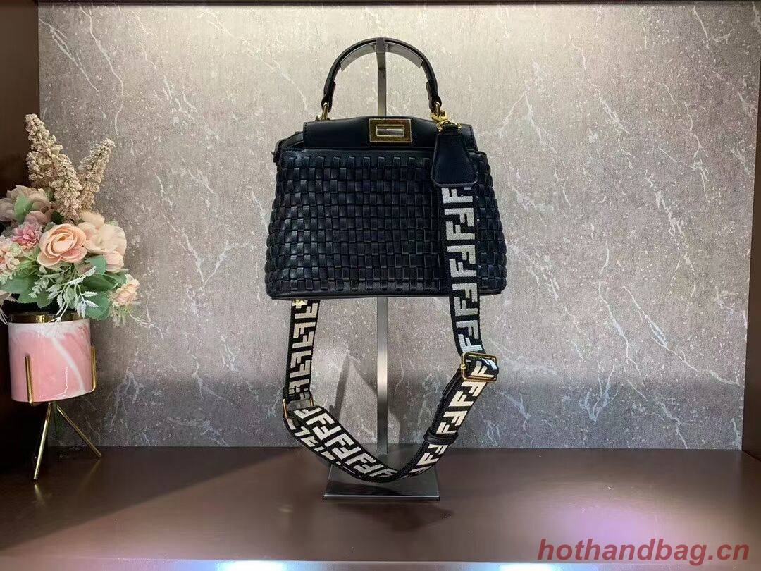 Fendi Peekaboo Mini braided leather bag 8BN244A black Fendi Peekaboo Mini braided leather bag 8BN244A black