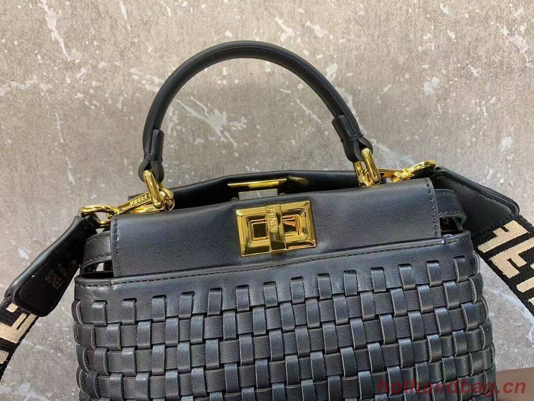 Fendi Peekaboo Mini braided leather bag 8BN244A black Fendi Peekaboo Mini braided leather bag 8BN244A black