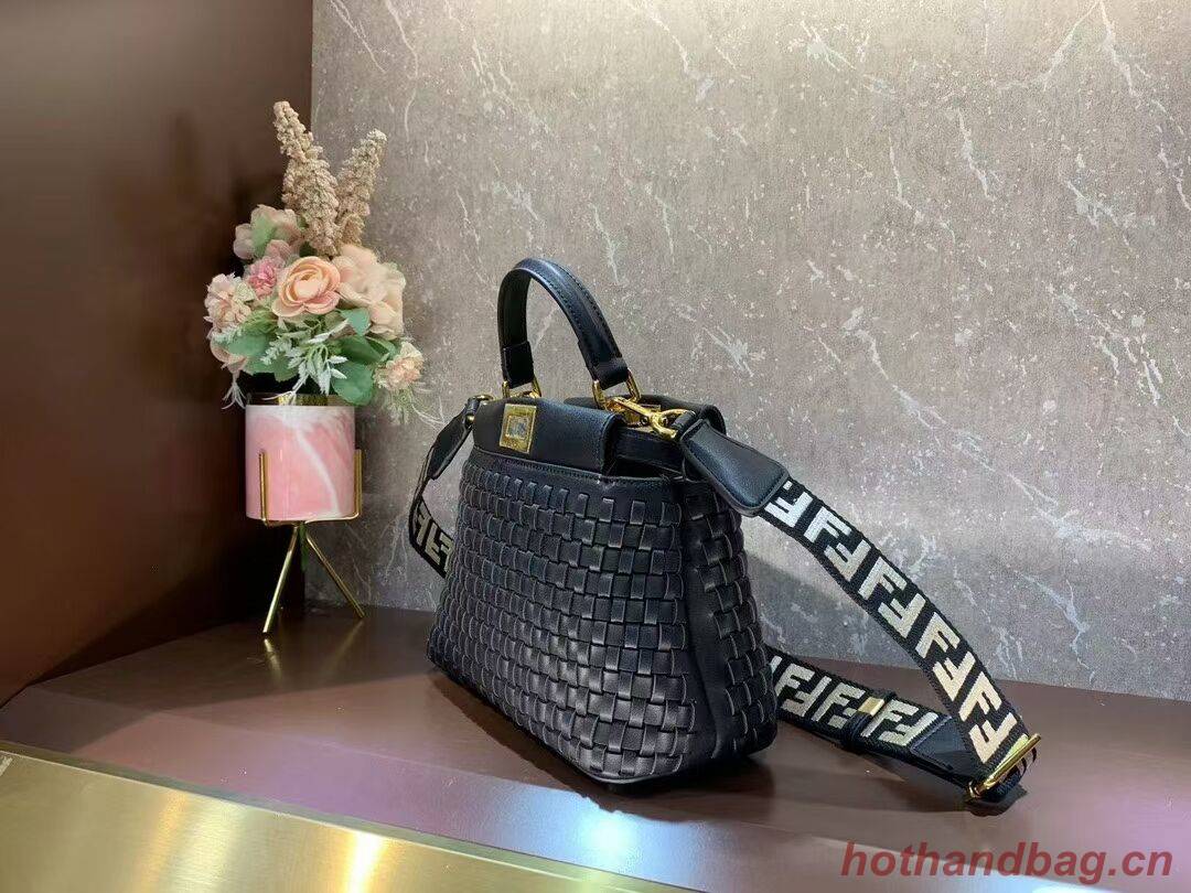Fendi Peekaboo Mini braided leather bag 8BN244A black Fendi Peekaboo Mini braided leather bag 8BN244A black