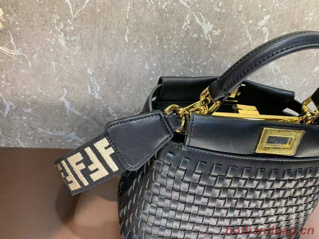 Fendi Peekaboo Mini braided leather bag 8BN244A black Fendi Peekaboo Mini braided leather bag 8BN244A black