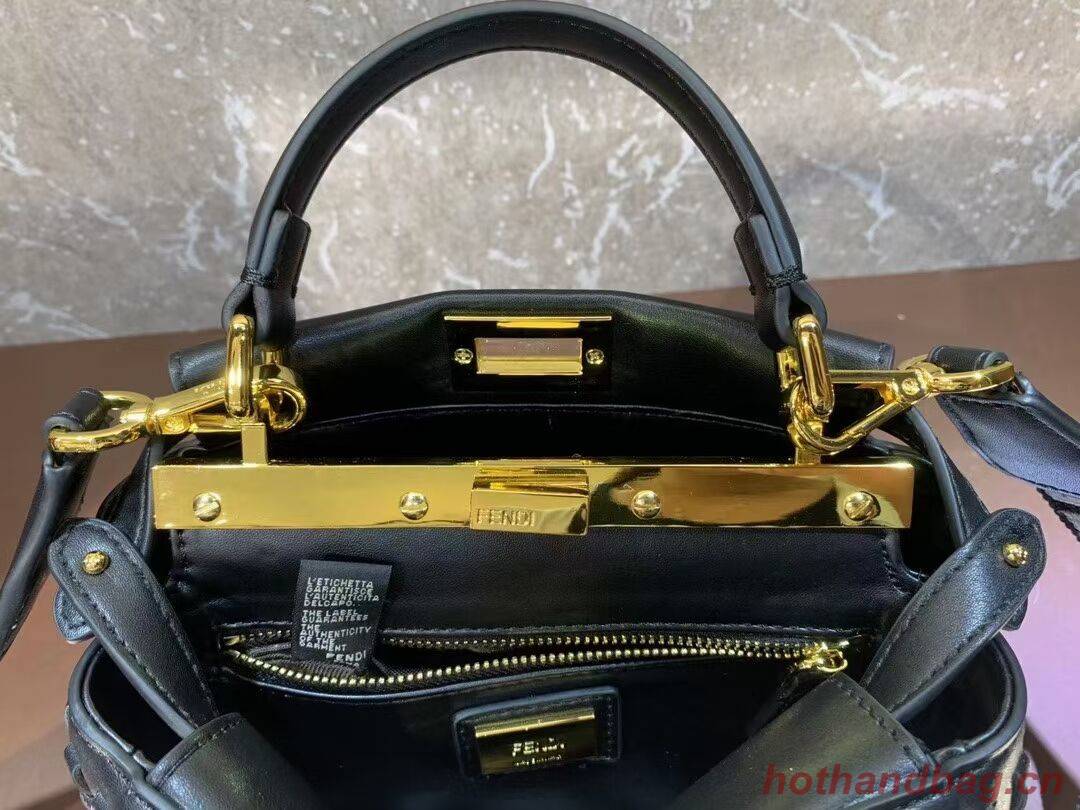 Fendi Peekaboo Mini braided leather bag 8BN244A black Fendi Peekaboo Mini braided leather bag 8BN244A black