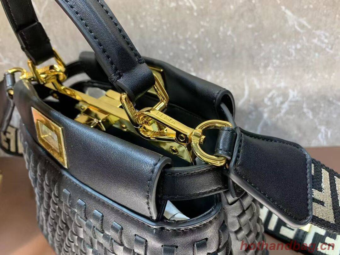 Fendi Peekaboo Mini braided leather bag 8BN244A black Fendi Peekaboo Mini braided leather bag 8BN244A black