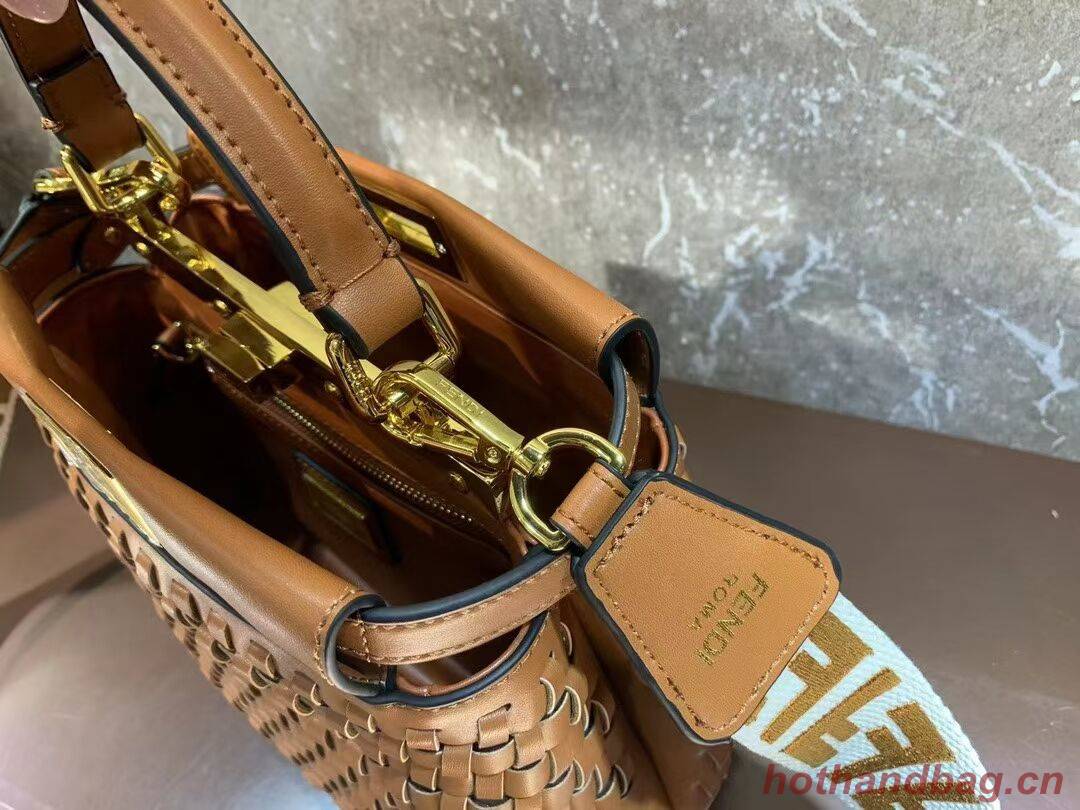 Fendi Peekaboo Mini braided leather bag 8BN244A brown Fendi Peekaboo Mini braided leather bag 8BN244A brown