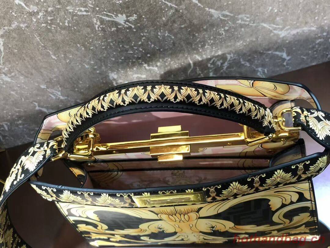 Fendi Peekaboo printed silk bag bag F1951 black Fendi Peekaboo printed silk bag bag F1951 black
