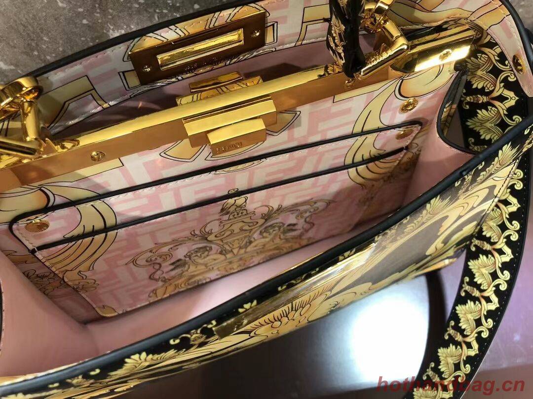 Fendi Peekaboo printed silk bag bag F1951 black Fendi Peekaboo printed silk bag bag F1951 black