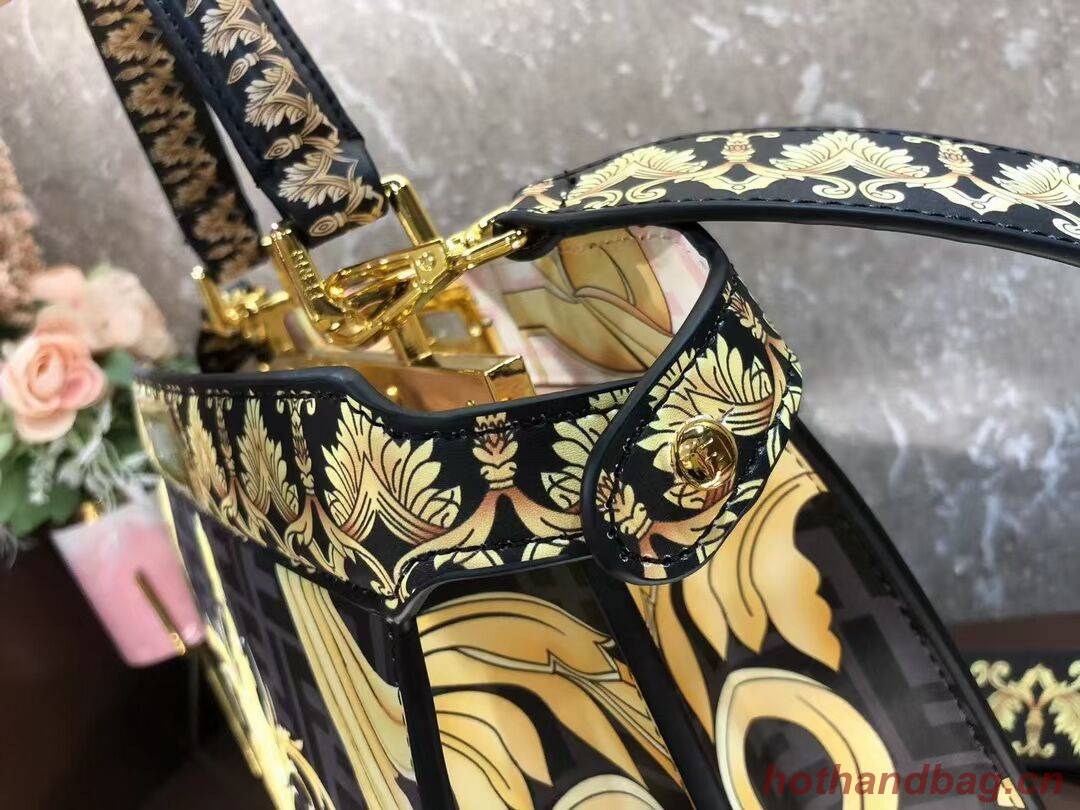 Fendi Peekaboo printed silk bag bag F1951 black Fendi Peekaboo printed silk bag bag F1951 black