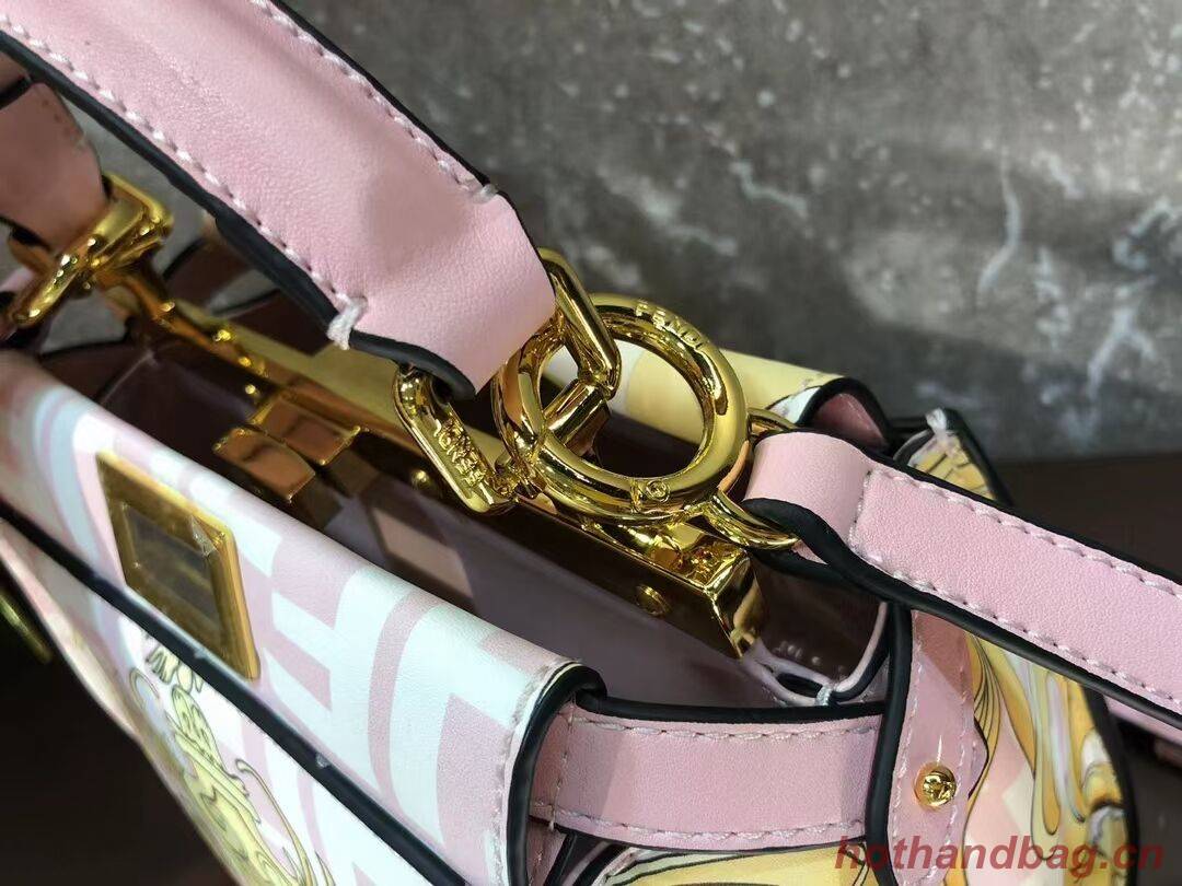 Fendi mini Peekaboo printed silk bag bag F1952 pink Fendi mini Peekaboo printed silk bag bag F1952 pink