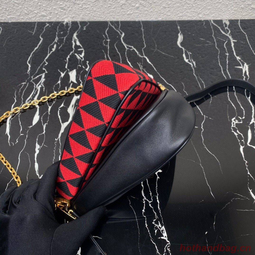 Prada Symbole leather and fabric mini bag 1BC176 Red Prada Symbole leather and fabric mini bag 1BC176 Red